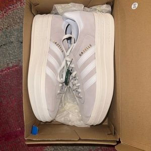 Adidas Gazelle Bold Platform Shoes in Grey White
